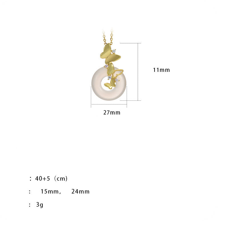 Collier pendentif papillon en argent 925 et calcédoine