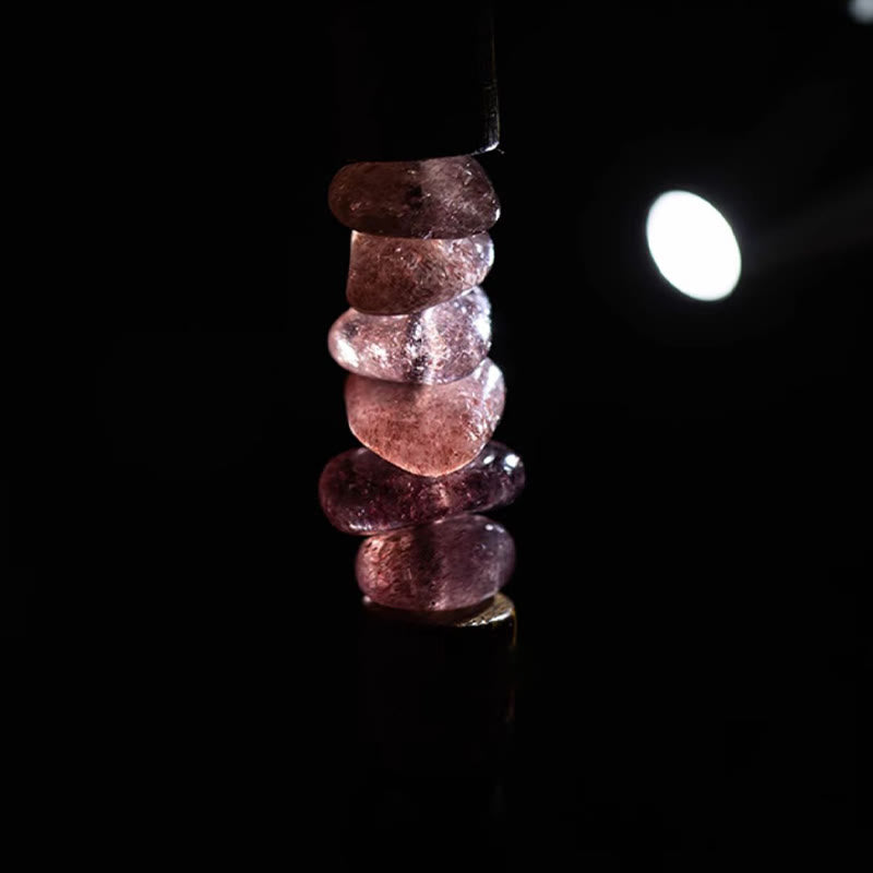 Bracelet zodiaque chinois en argent 925 avec bois d'agar et quartz fraise