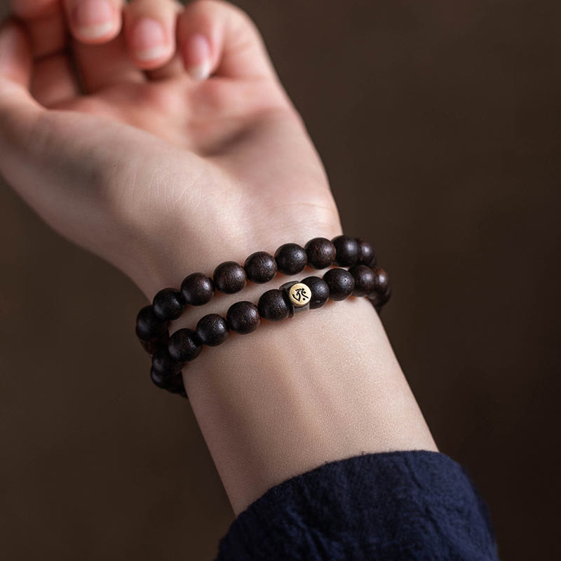 Bracelet zodiaque chinois en argent 925 avec bois d'agar et quartz fraise