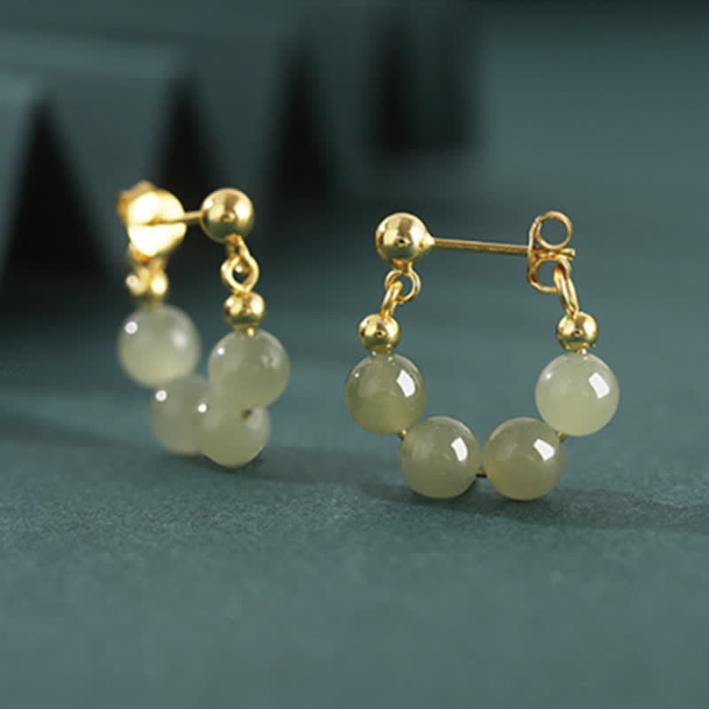 Boucles d'oreilles en jade Hetian et agate rouge en argent sterling 925