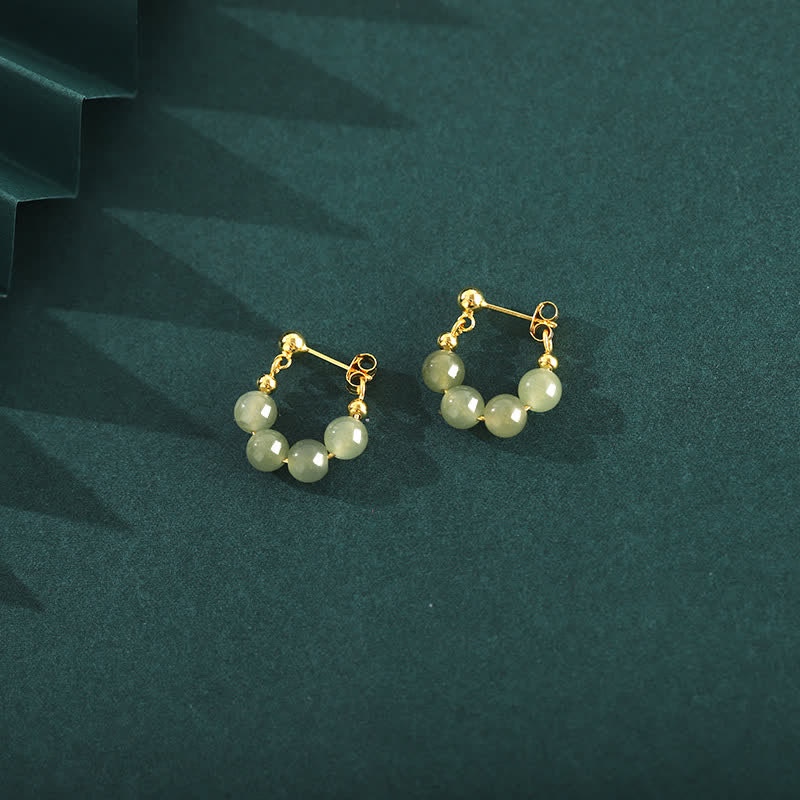 Boucles d'oreilles en jade Hetian et agate rouge en argent sterling 925