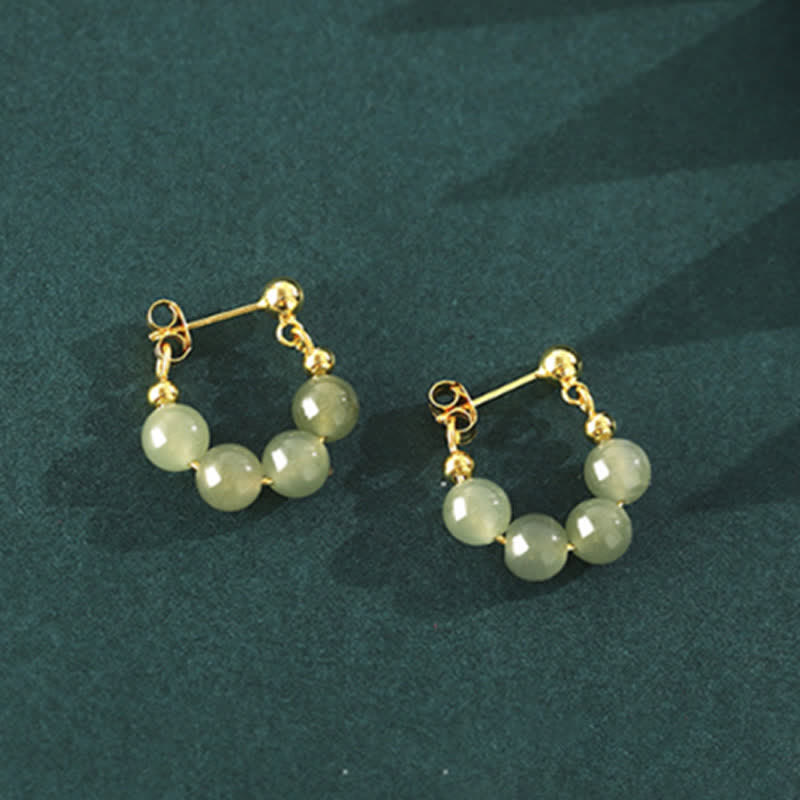 Boucles d'oreilles en jade Hetian et agate rouge en argent sterling 925