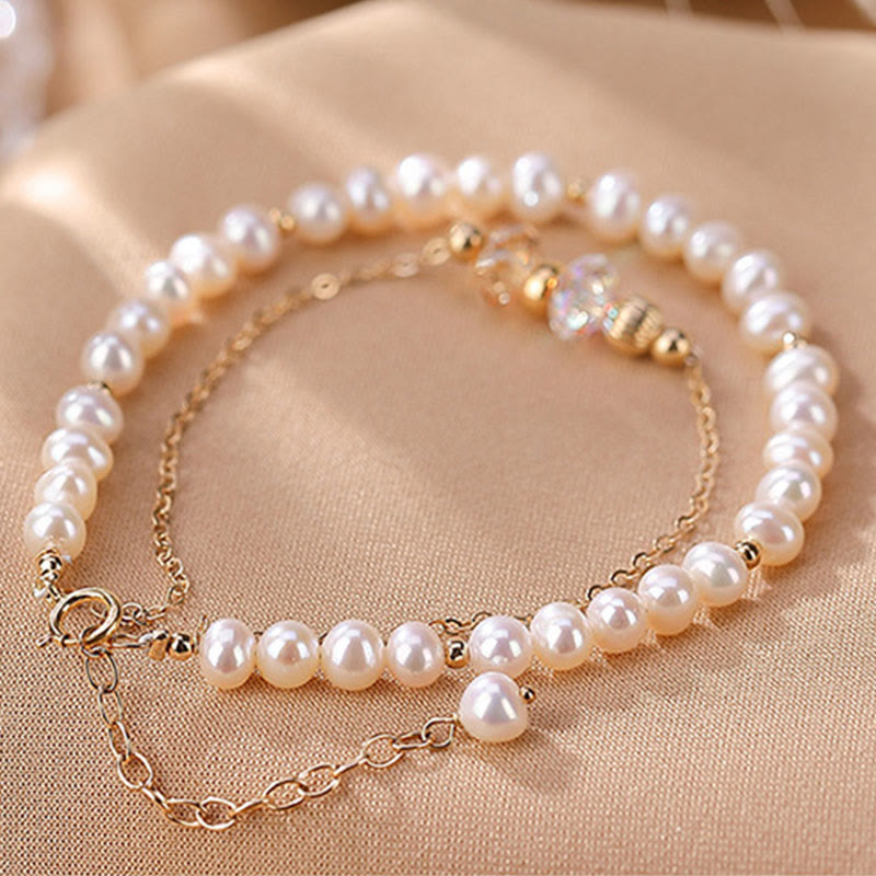 Bracelet de guérison en argent sterling 925 plaqué or 14 carats avec perles