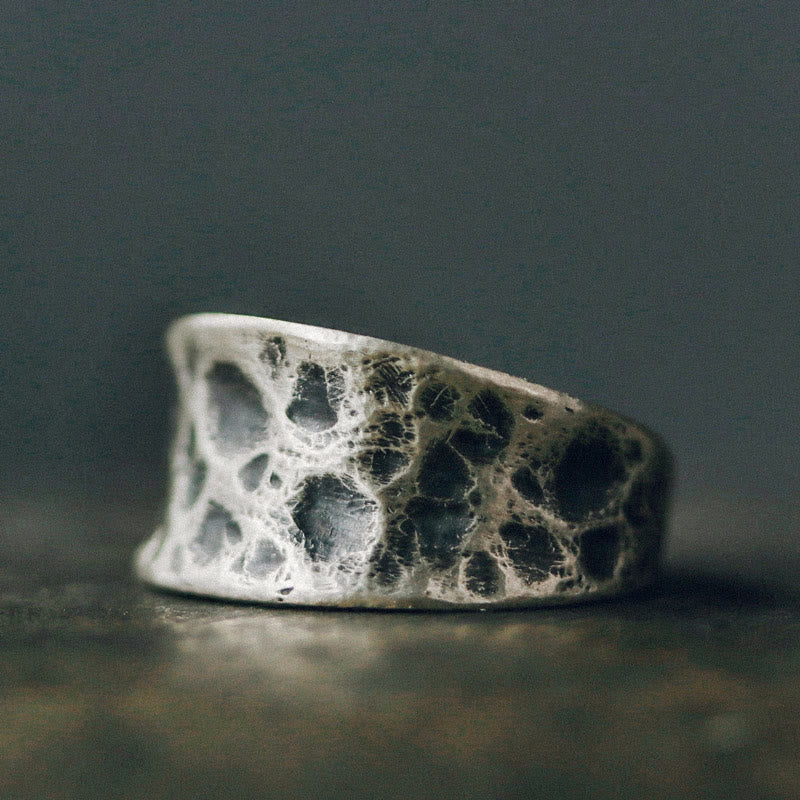Bague de protection réglable en argent sterling 925 avec texture bosselée