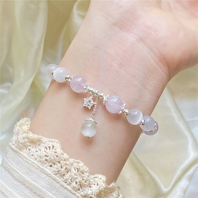 Bracelet de conscience spirituelle en argent sterling 925 avec améthyste œil de chat