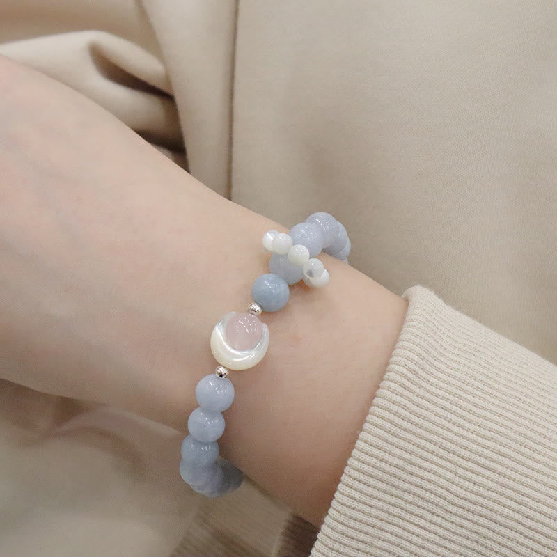 Bracelet de guérison croissant de lune en argent sterling 925 et améthyste