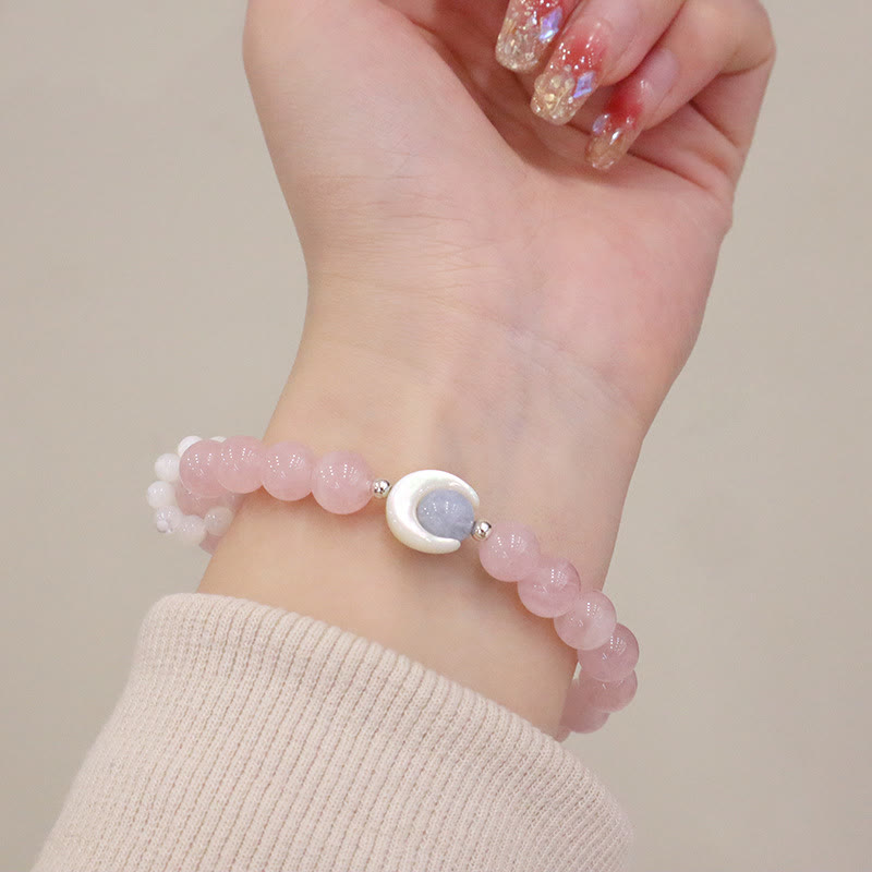 Bracelet de guérison croissant de lune en argent sterling 925 et améthyste