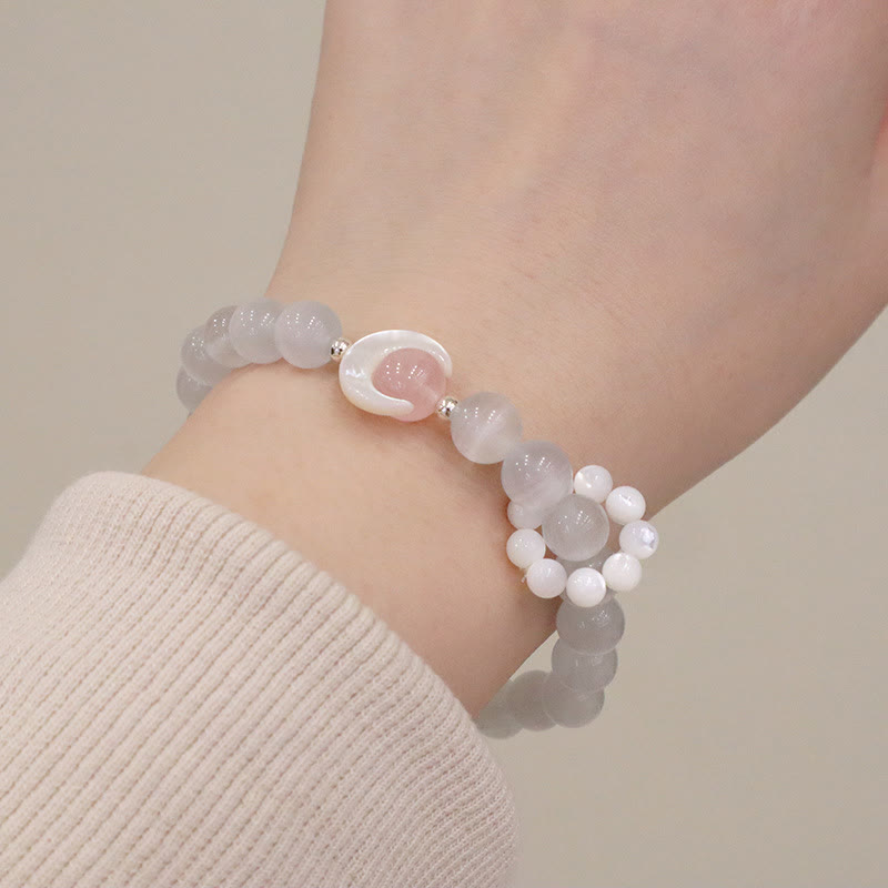 Bracelet de guérison croissant de lune en argent sterling 925 et améthyste