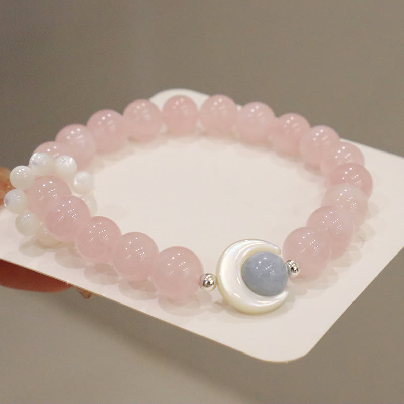 Bracelet de guérison croissant de lune en argent sterling 925 et améthyste