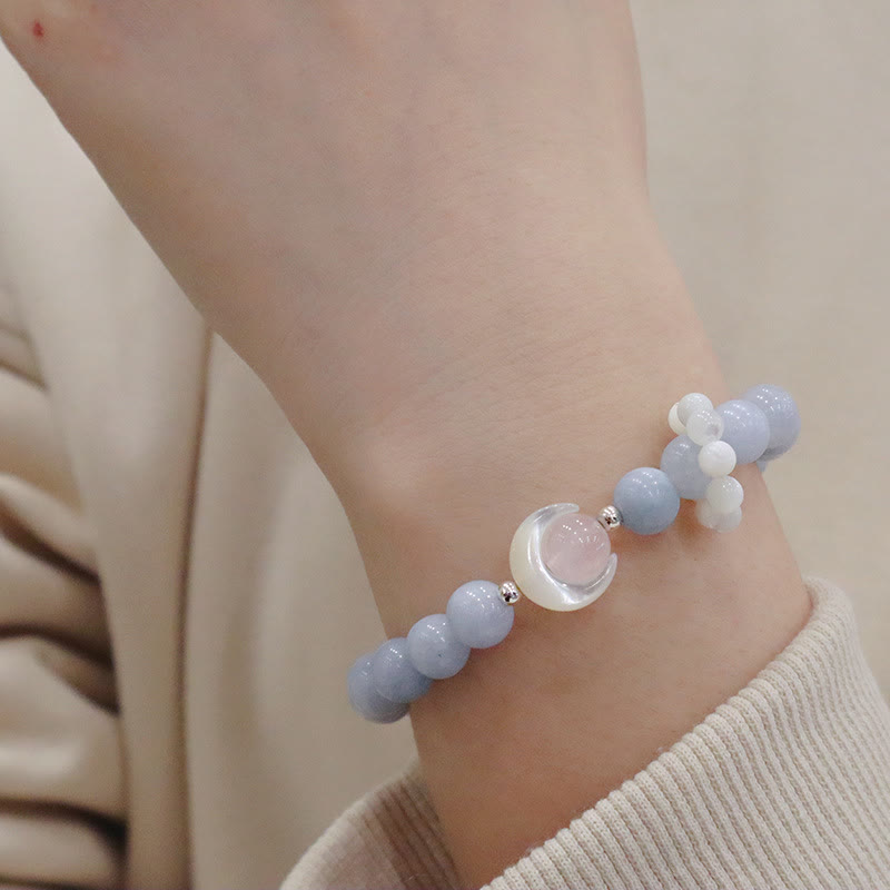 Bracelet de guérison croissant de lune en argent sterling 925 et améthyste