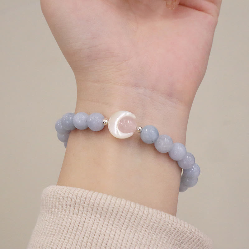 Bracelet de guérison croissant de lune en argent sterling 925 et améthyste