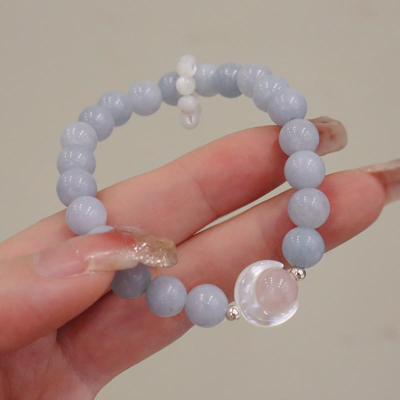 Bracelet de guérison croissant de lune en argent sterling 925 et améthyste