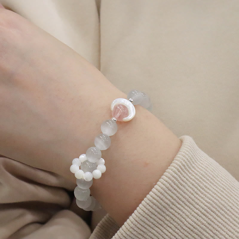 Bracelet de guérison croissant de lune en argent sterling 925 et améthyste