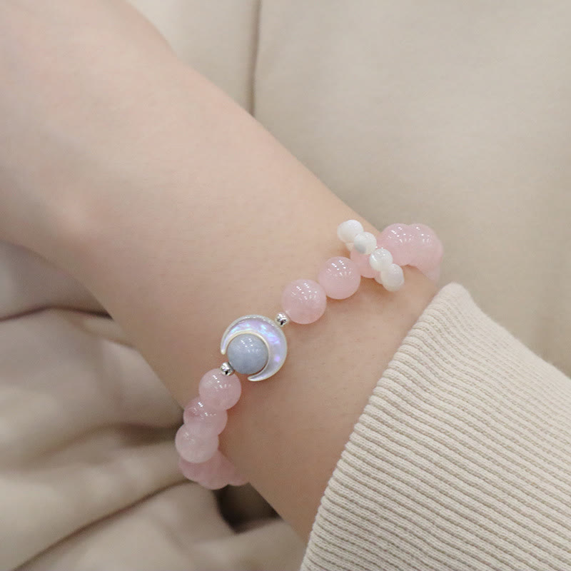 Bracelet de guérison croissant de lune en argent sterling 925 et améthyste