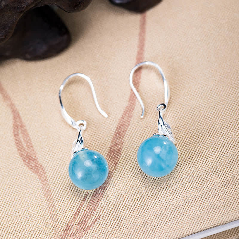 Collier et boucles d'oreilles en argent sterling 925 avec aigue-marine pour la guérison émotionnelle