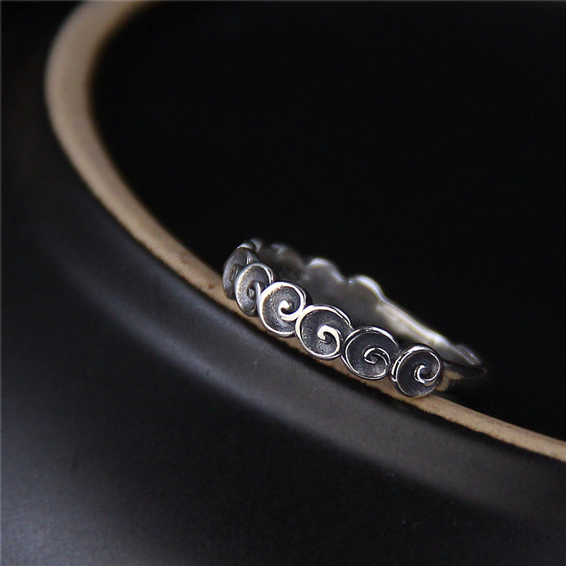Bague de protection spirituelle en argent sterling 925 avec nuages ​​de bon augure