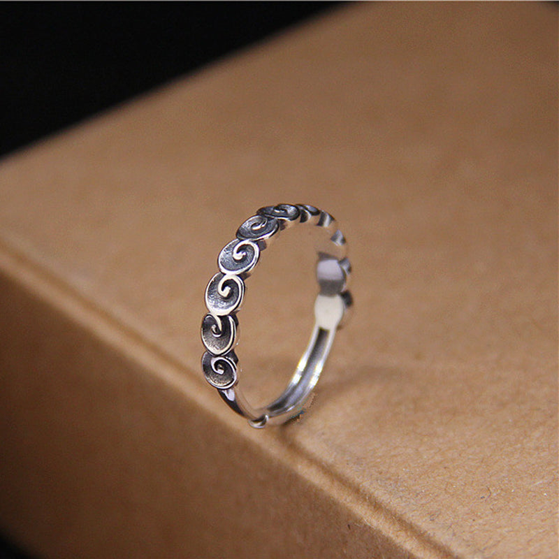 Bague de protection spirituelle en argent sterling 925 avec nuages ​​de bon augure