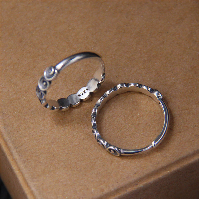 Bague de protection spirituelle en argent sterling 925 avec nuages ​​de bon augure