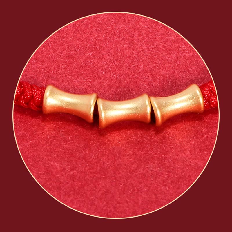 Bracelet porte-bonheur en argent sterling 925 et bambou, cordon rouge