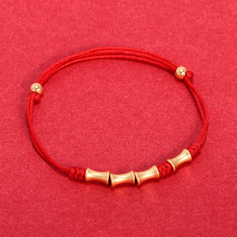 Bracelet porte-bonheur en argent sterling 925 et bambou, cordon rouge