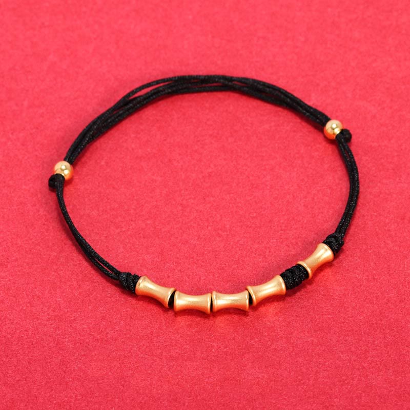 Bracelet porte-bonheur en argent sterling 925 et bambou, cordon rouge