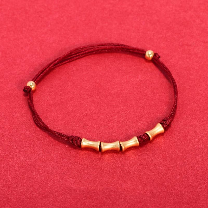Bracelet porte-bonheur en argent sterling 925 et bambou, cordon rouge