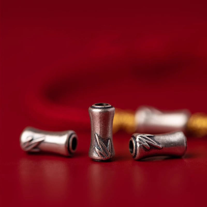 Bracelet porte-bonheur en argent sterling 925 et bambou rouge
