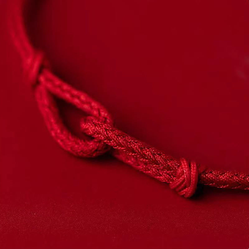 Bracelet porte-bonheur en argent sterling 925 et bambou rouge