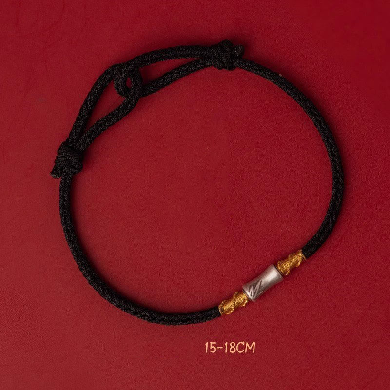 Bracelet porte-bonheur en argent sterling 925 et bambou rouge