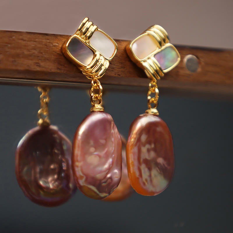 Boucles d'oreilles pendantes en argent sterling 925 avec perles baroques pour un équilibre parfait