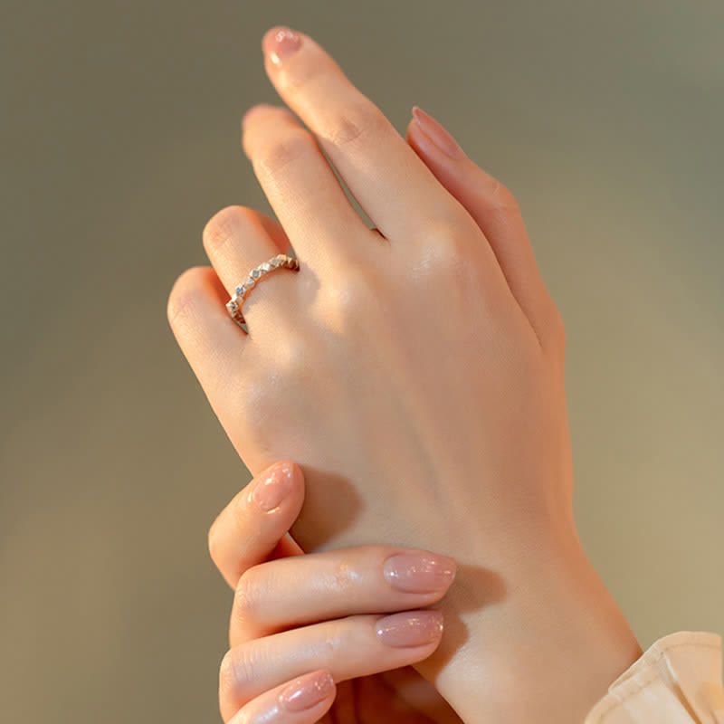 Bague de bénédiction en argent sterling 925 avec perles pour une protection spirituelle