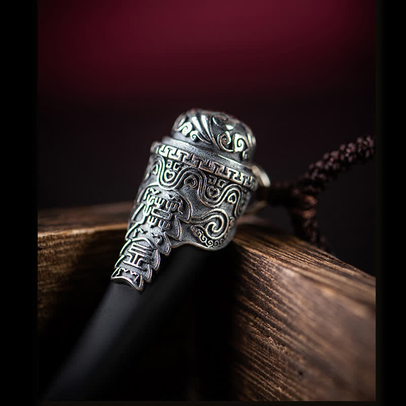 Collier pendentif Force en obsidienne noire en argent sterling 925