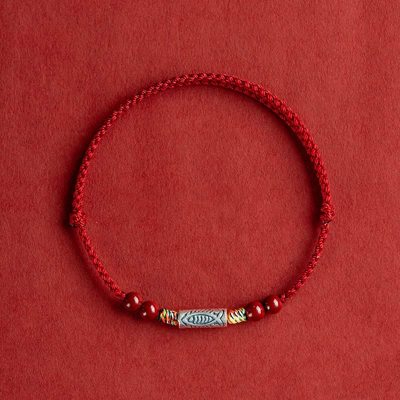 Bracelet tressé en argent sterling 925 avec motif poisson koï pour la richesse et la chance