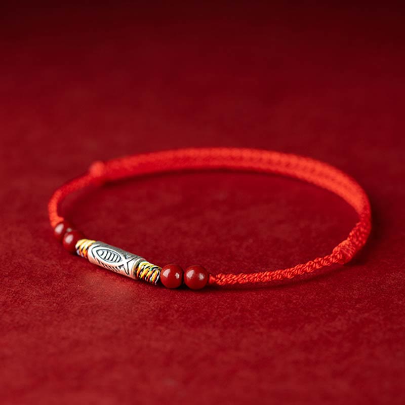 Bracelet tressé en argent sterling 925 avec motif poisson koï pour la richesse et la chance