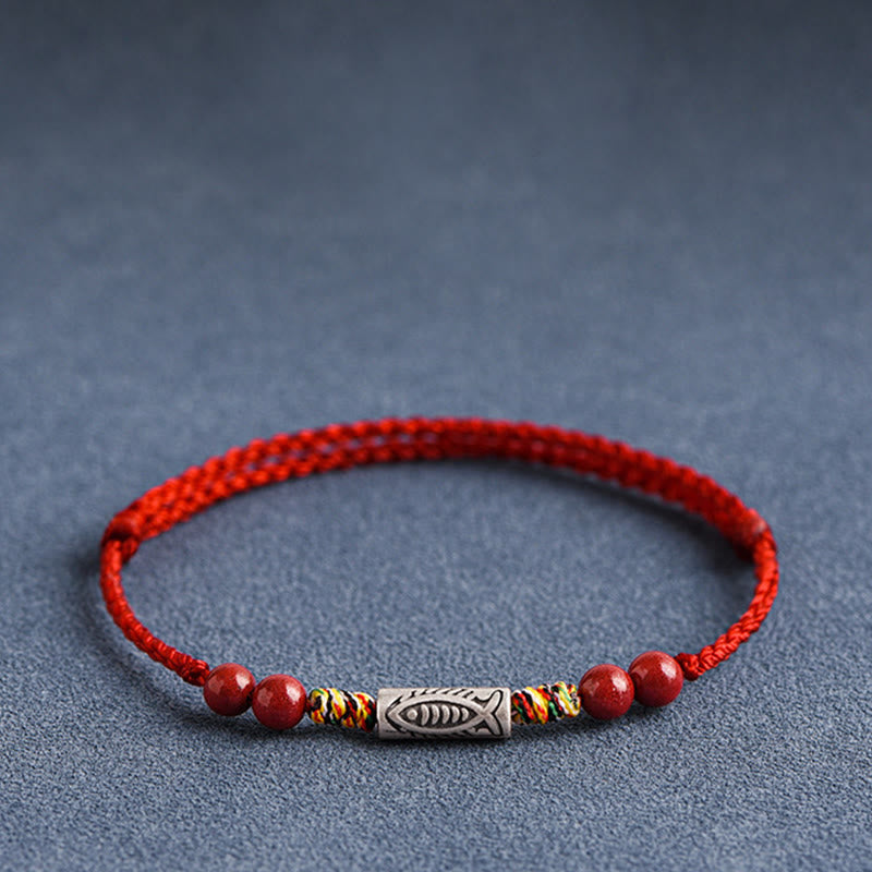 Bracelet tressé en argent sterling 925 avec motif poisson koï pour la richesse et la chance