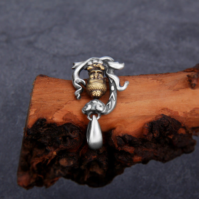 Collier Bouddha en argent sterling 925 avec poignée Ruyi pour la compassion