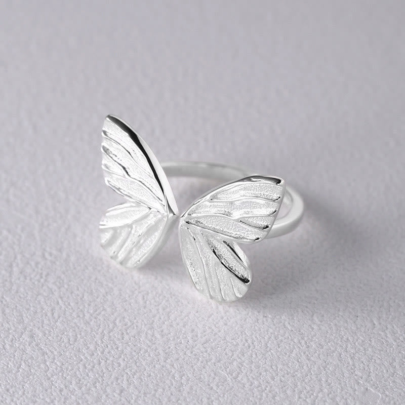 Bague spirituelle en argent sterling 925 avec papillon, amour, liberté