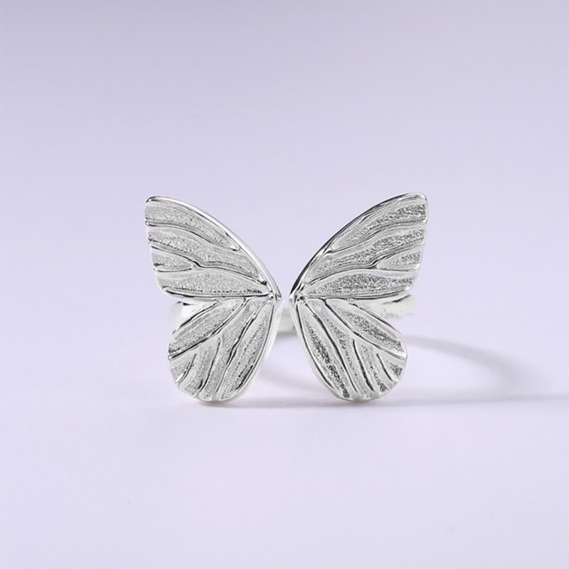 Bague spirituelle en argent sterling 925 avec papillon, amour, liberté