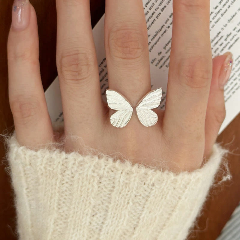 Bague spirituelle en argent sterling 925 avec papillon, amour, liberté