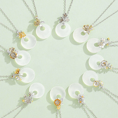 Collier pendentif Harmonie en argent sterling 925 et calcédoine