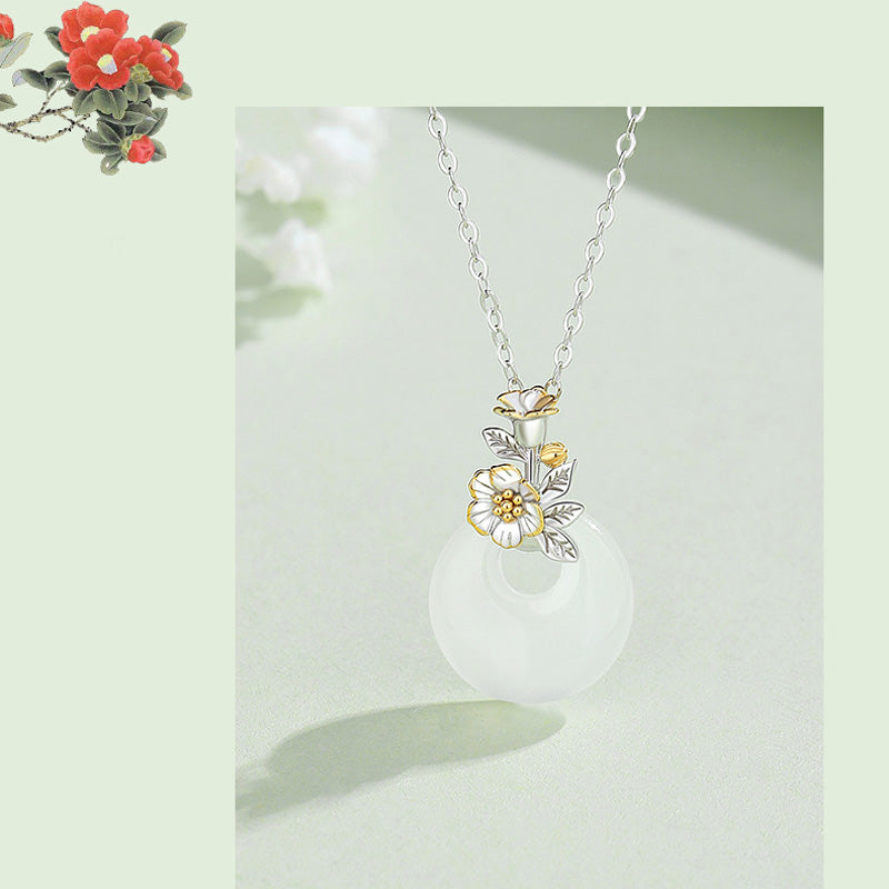 Collier pendentif Harmonie en argent sterling 925 et calcédoine