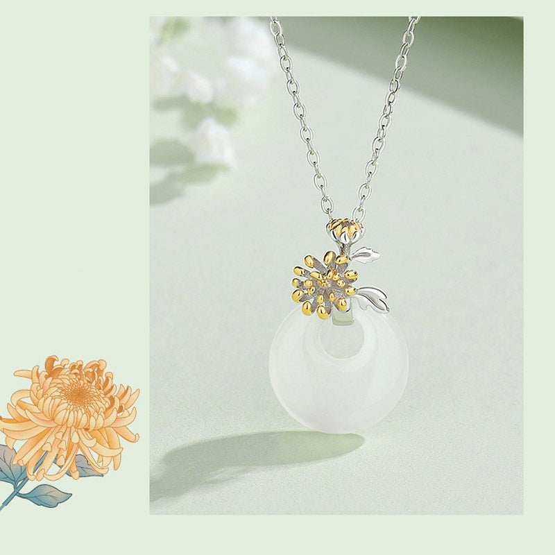 Collier pendentif Harmonie en argent sterling 925 et calcédoine