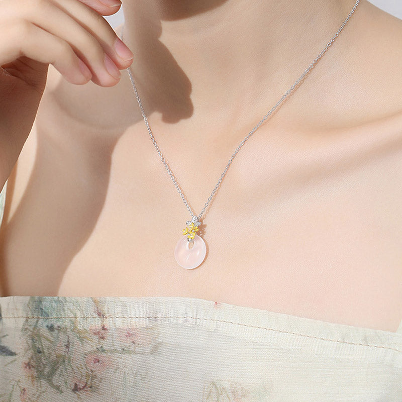 Collier pendentif Harmonie en argent sterling 925 et calcédoine