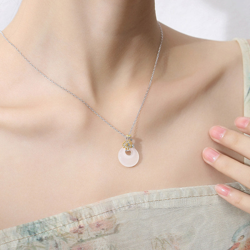 Collier pendentif Harmonie en argent sterling 925 et calcédoine