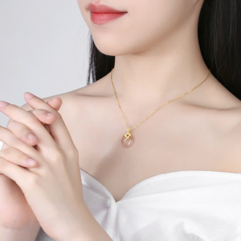 Collier avec boucle de paix en argent sterling 925 et calcédoine