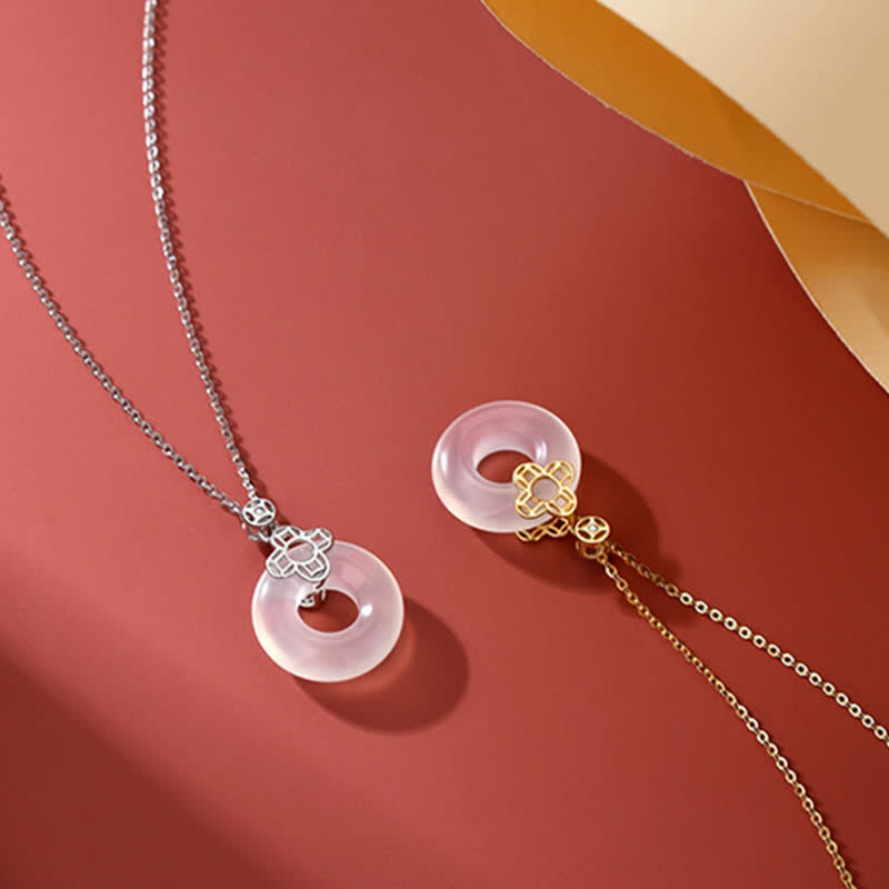 Collier avec boucle de paix en argent sterling 925 et calcédoine