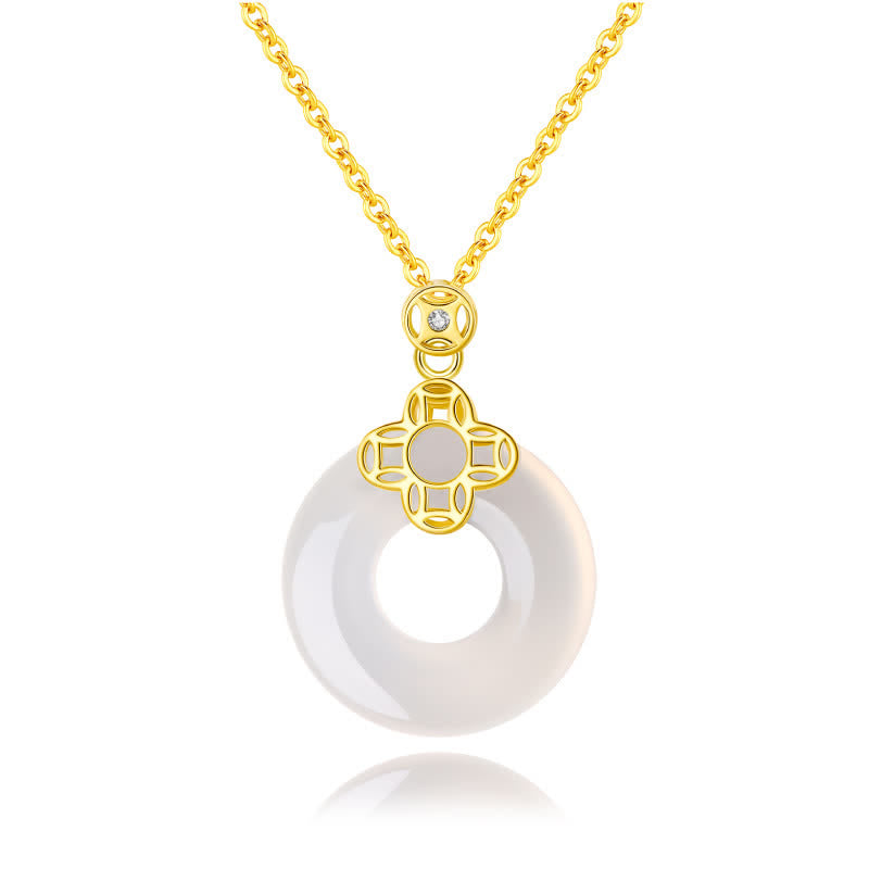 Collier avec boucle de paix en argent sterling 925 et calcédoine