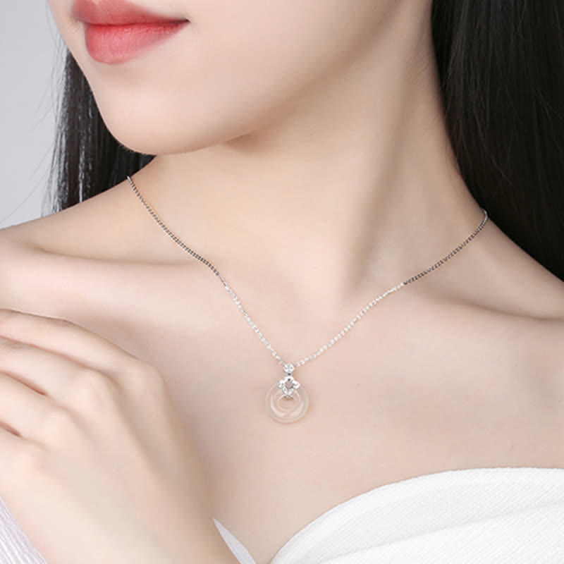 Collier avec boucle de paix en argent sterling 925 et calcédoine