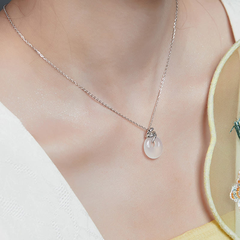 Collier serpent en argent sterling 925 avec boucle en calcédoine pour la protection spirituelle