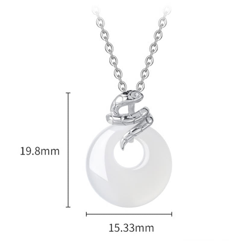 Collier serpent en argent sterling 925 avec boucle en calcédoine pour la protection spirituelle